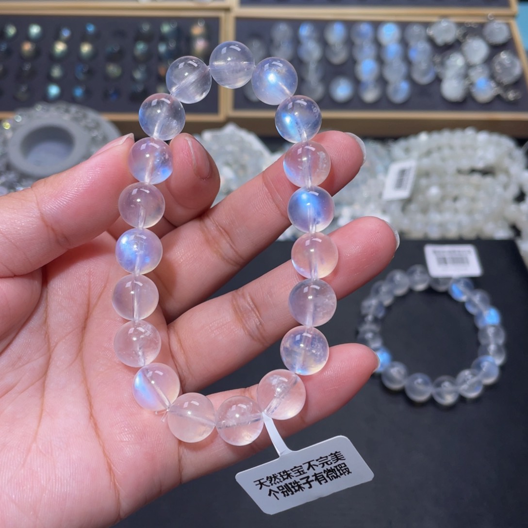手链未镶嵌长石给***糖蓝月光手链10.7mm