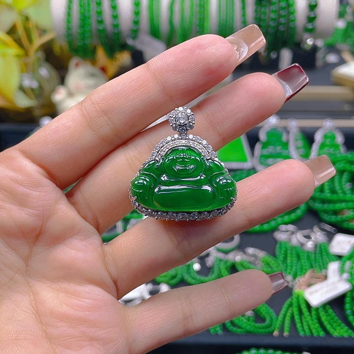 翡翠颈饰银S925镶嵌佛公