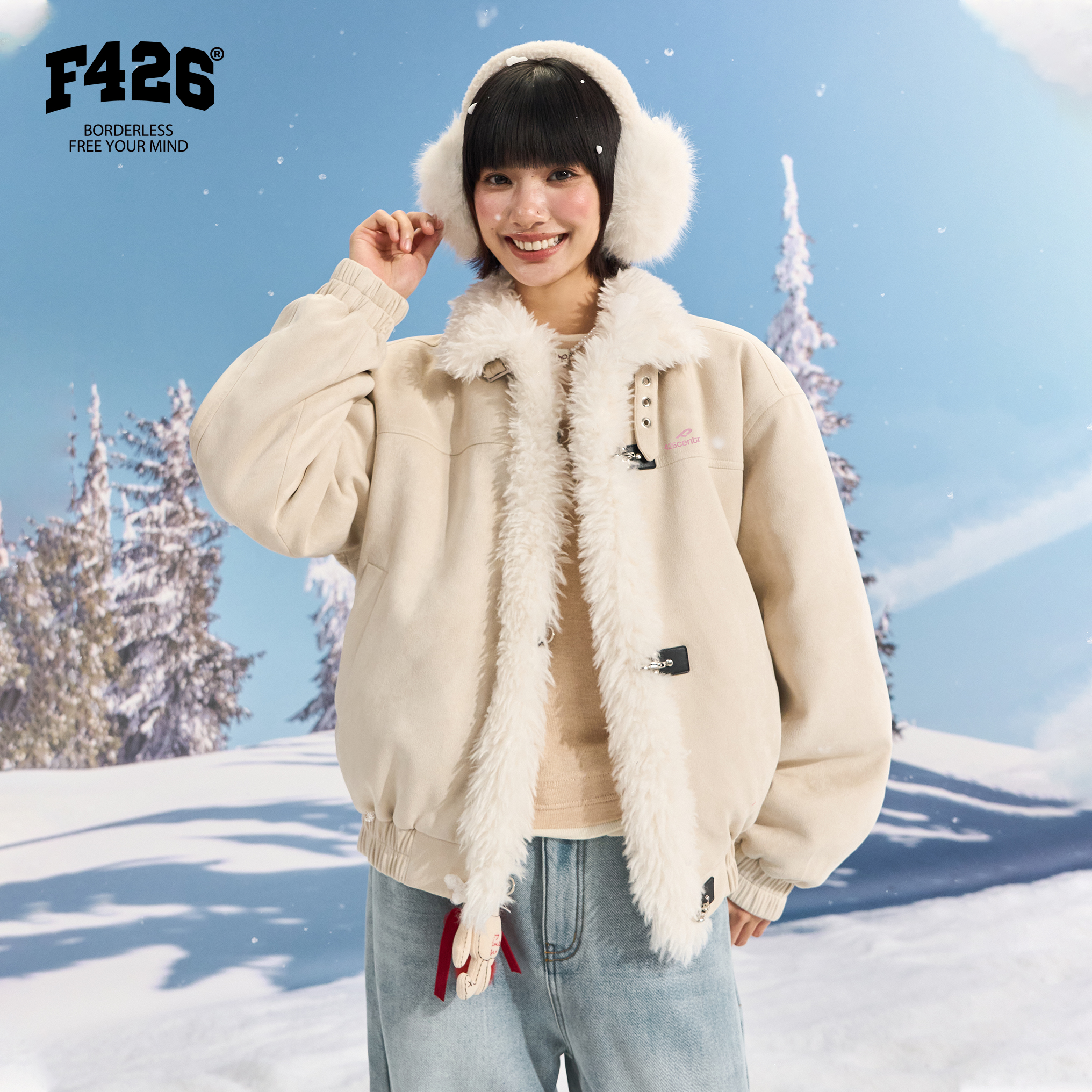 F426国潮冬季新款短款仿麂皮仿羊羔毛加厚外套棉服 7506