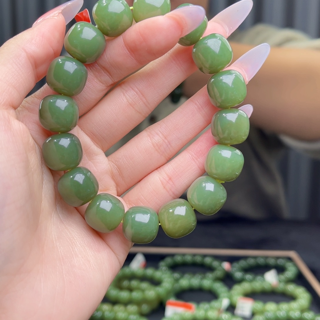 和田玉未镶嵌手链天然和田玉新疆若羌青黄口14