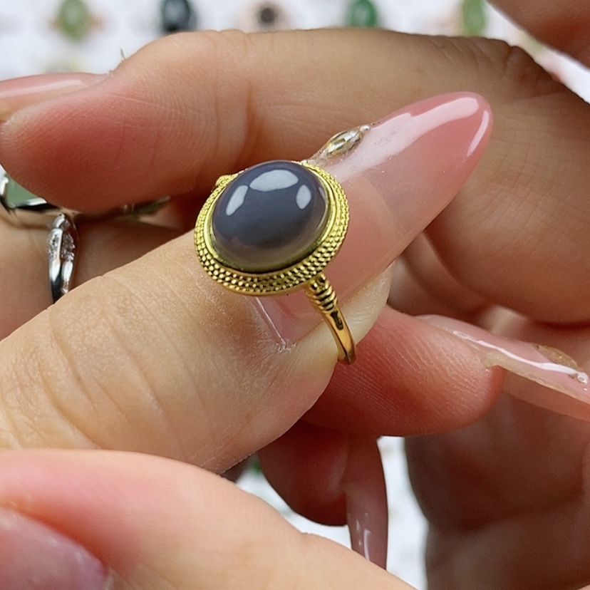 【闪购商品】和田玉纯天然和田玉和田玉戒指银S925镶嵌