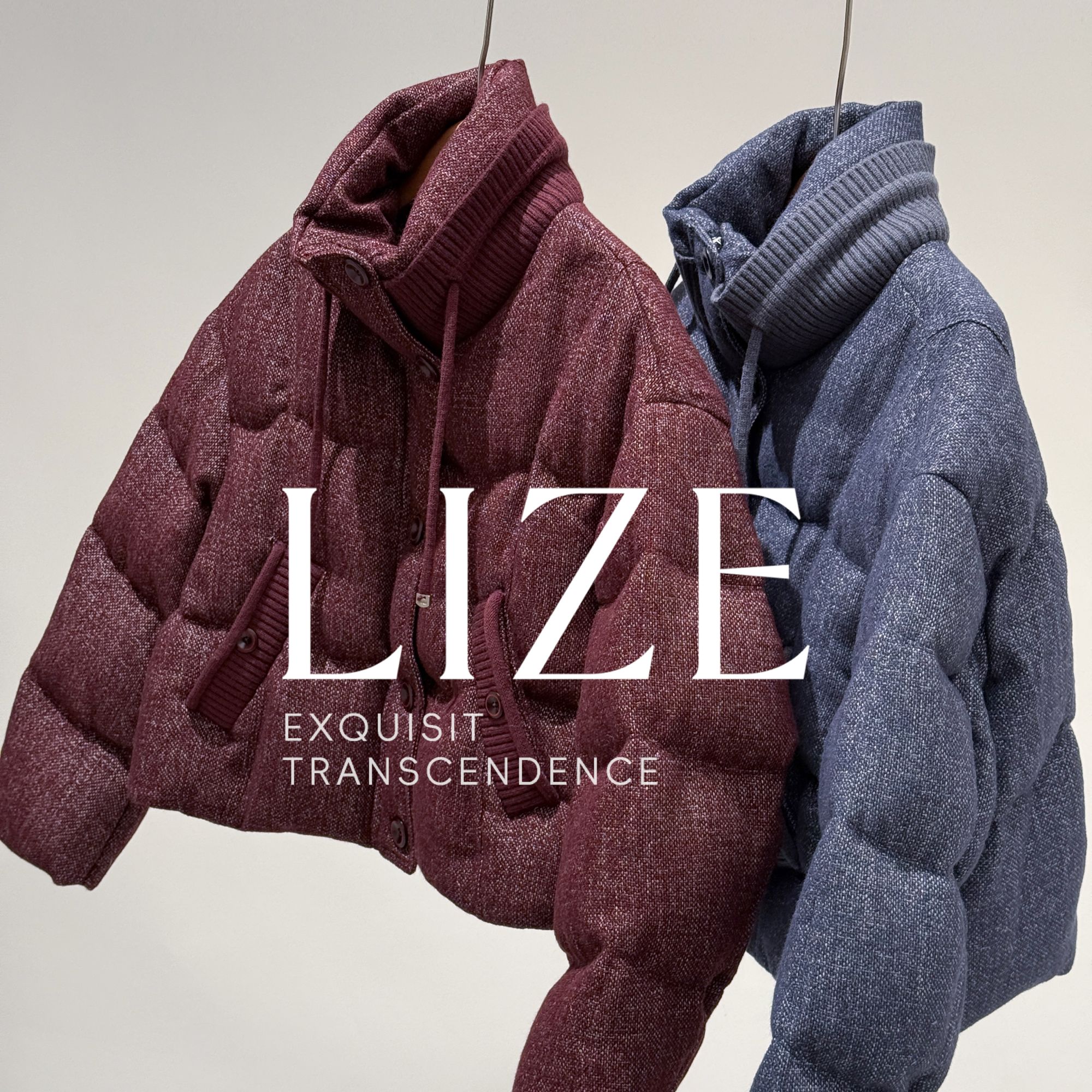 LIZE「L0599」针织领拼接羽绒服