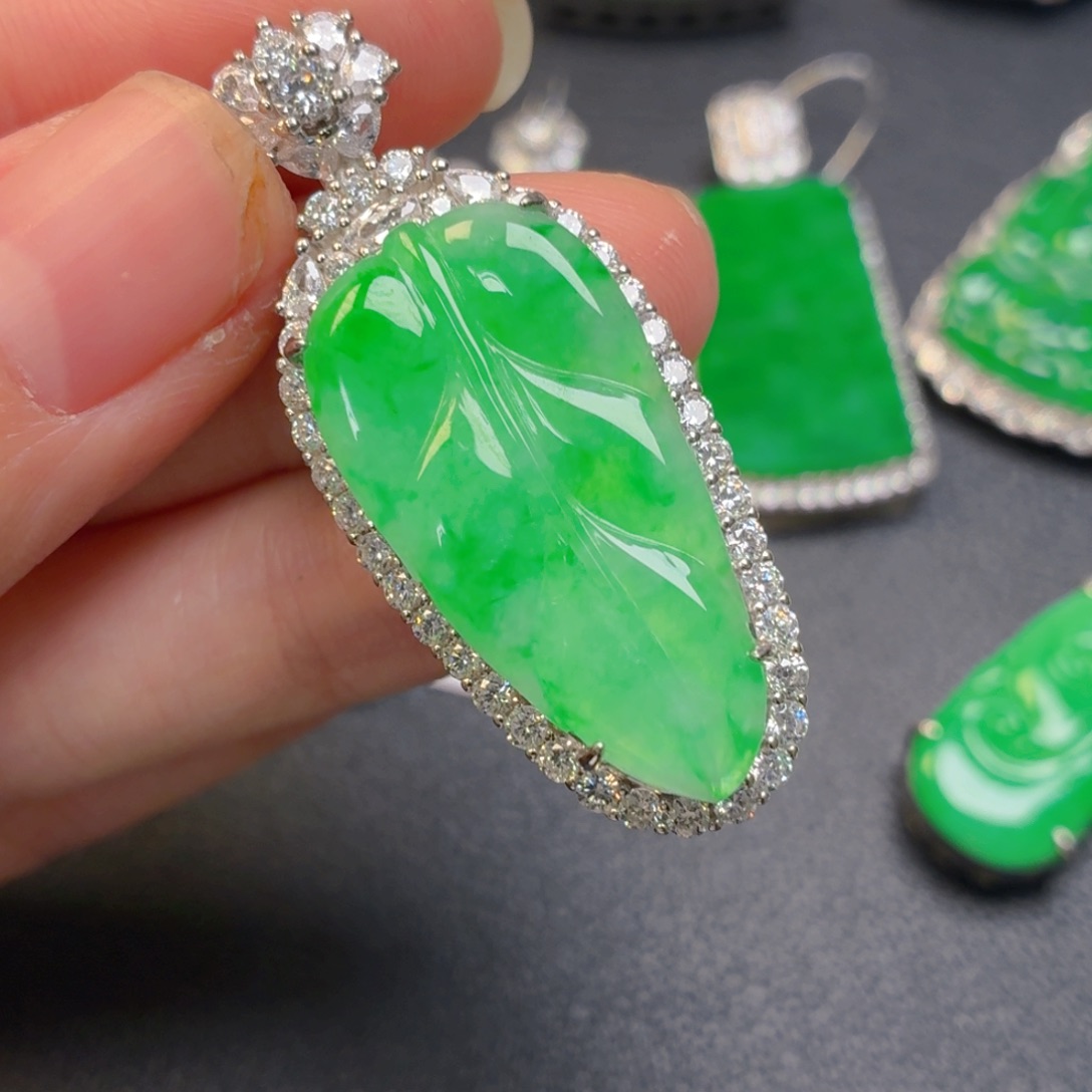 翡翠银S925镶嵌吊坠(不含链)