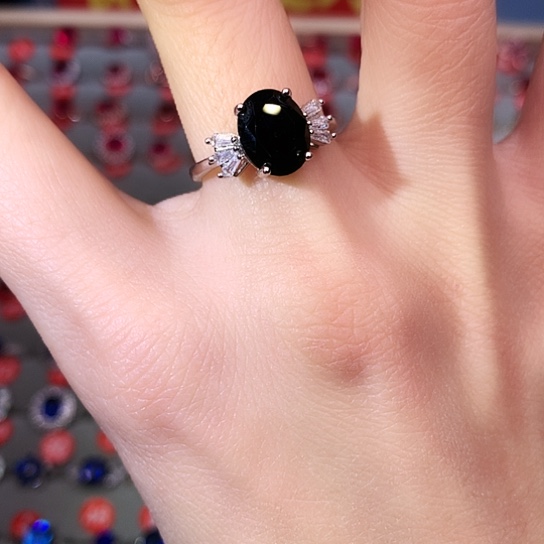 蓝宝石戒指银S925镶嵌