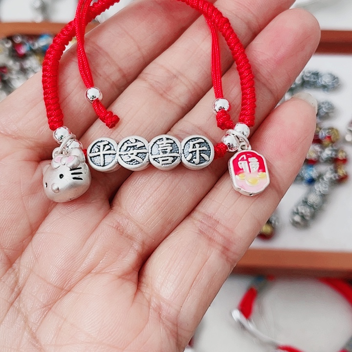 珐琅吊坠足银平安喜乐