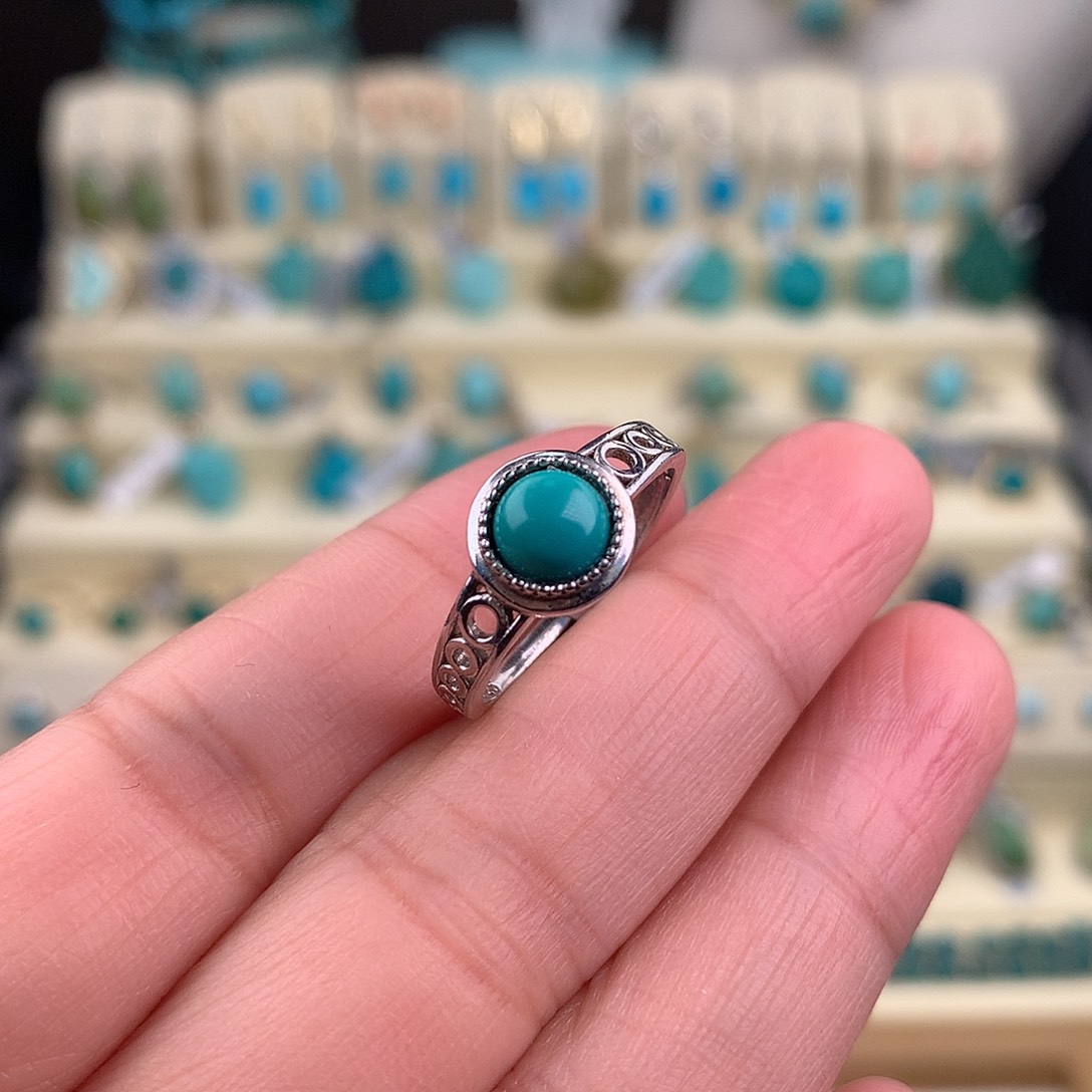 绿松石银S925镶嵌戒指