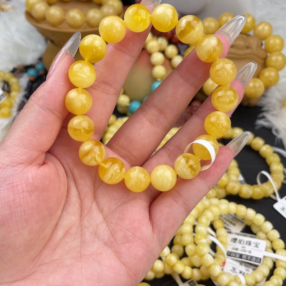 琥珀未镶嵌裸石妖花圆珠10➕