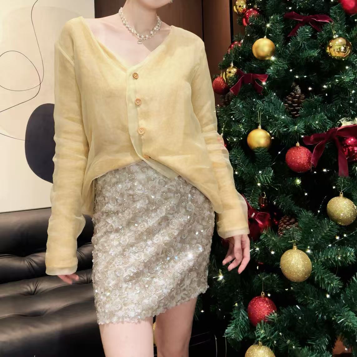  J·Y纪遇丨25年新款【佳斯丽】小众设计钉珠亮片时髦A字半裙