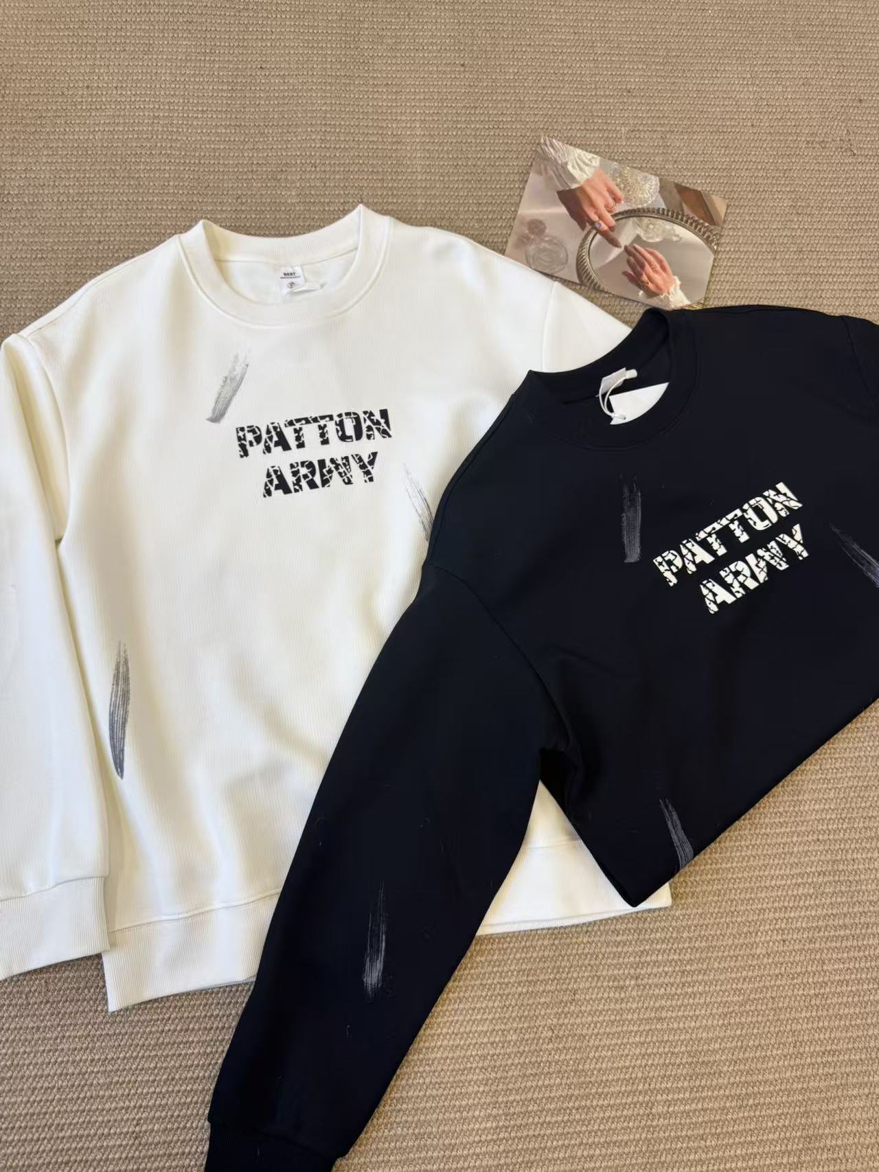 2061印花套头卫衣厚款秋冬季男士打底圆领