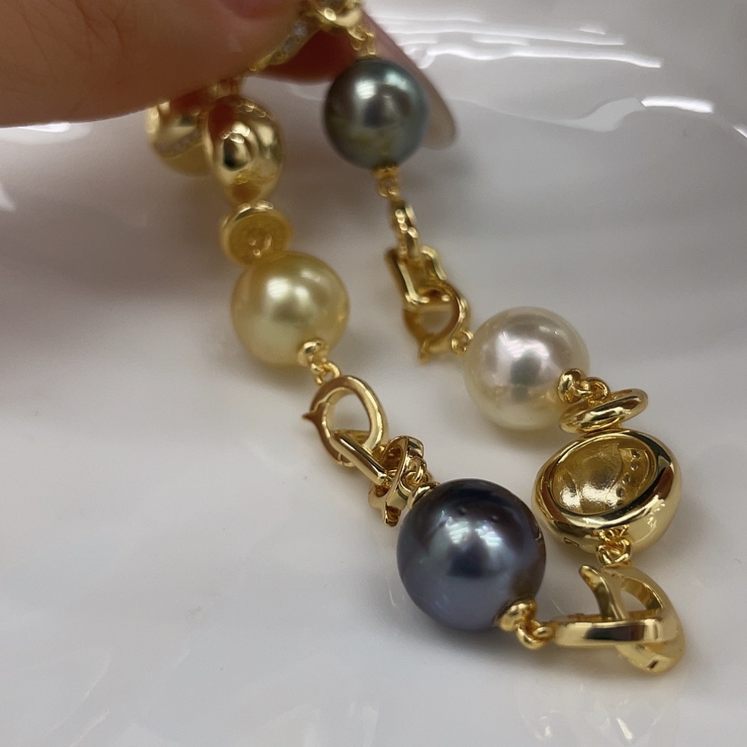 手绳银S925镶嵌海水珍珠