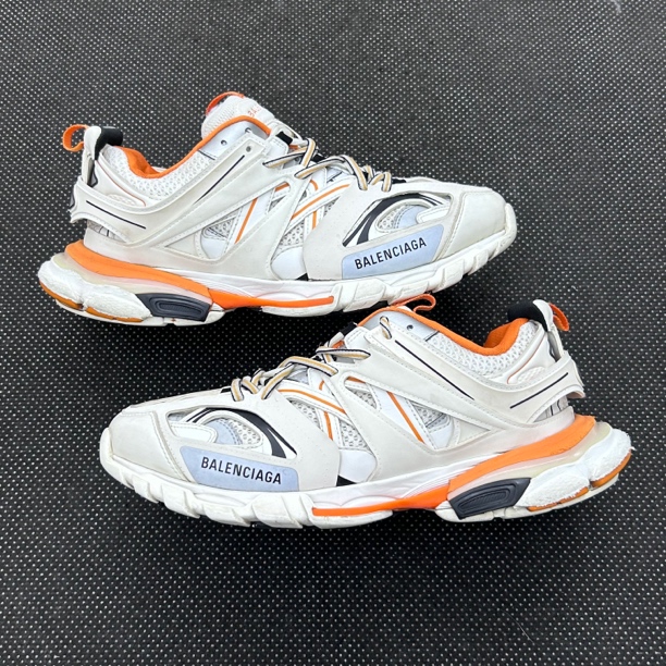 95新 Balenciaga/巴黎世家 43码 28cm 白橙 后跟瑕疵 内衬修复