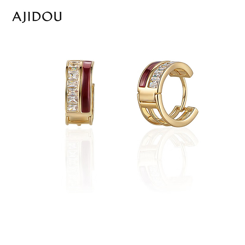合金合成锆石耳饰 AJIDOU阿吉豆女款闪耀合金耳圈