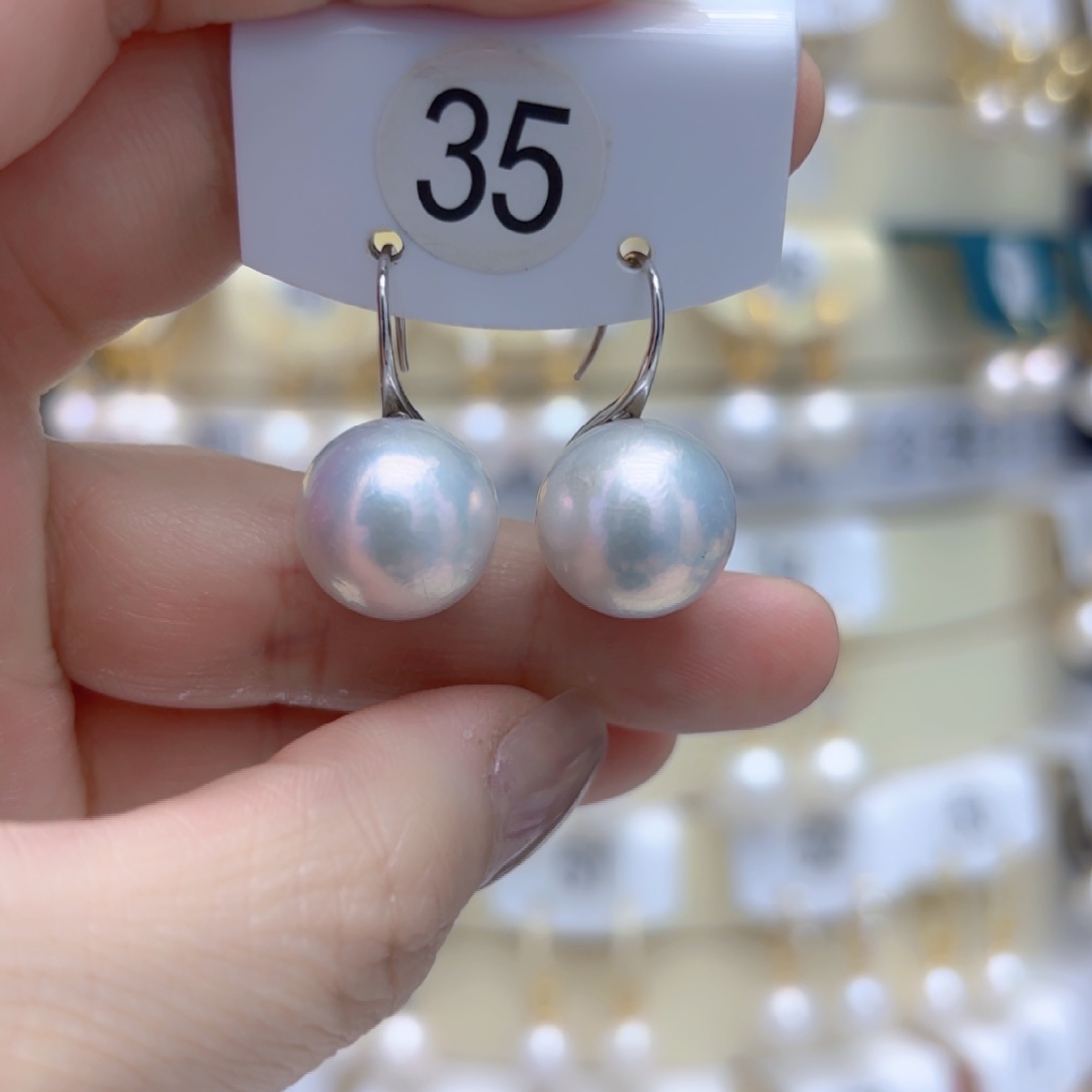 淡水珍珠耳饰银S925镶嵌