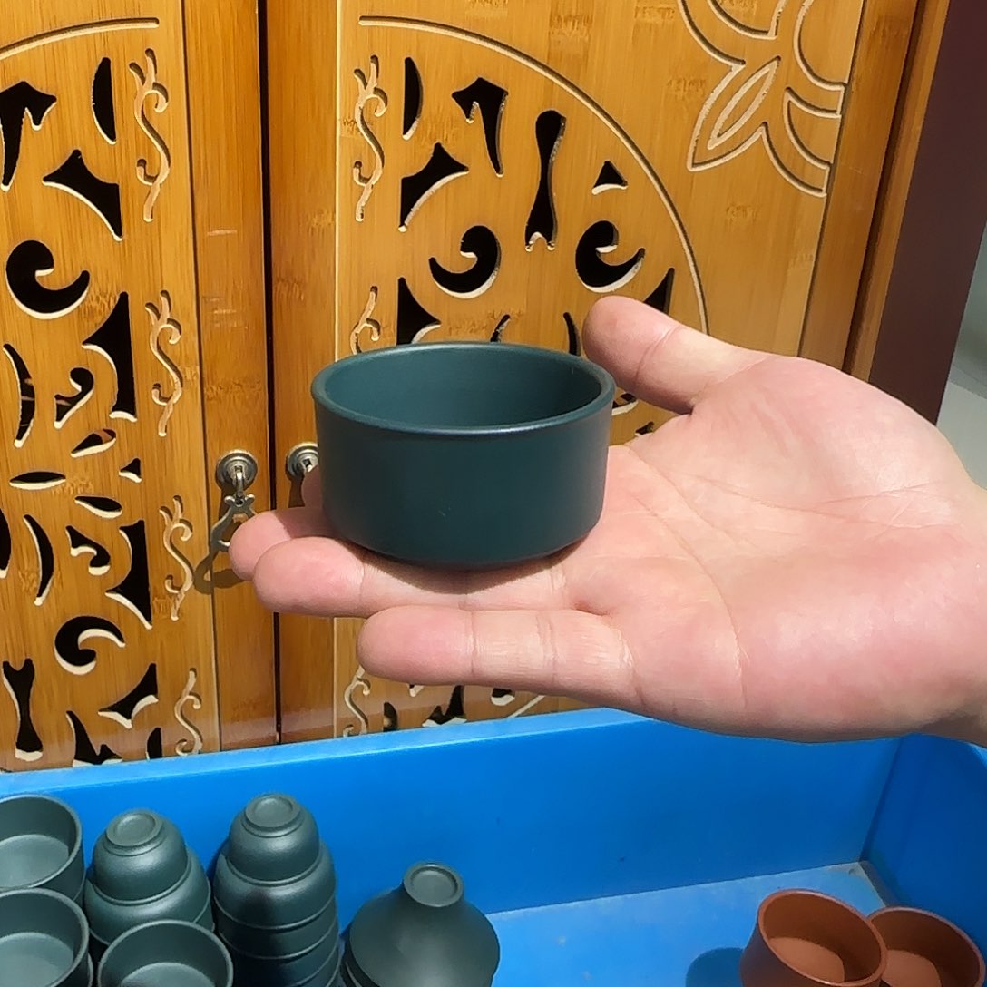 紫砂茶壶绿泥品茗杯