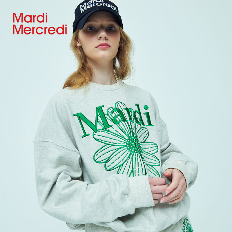 Mardi Mercredi【冬日穿搭】小雏菊刺绣卫衣时尚休闲宽松百搭Mardi