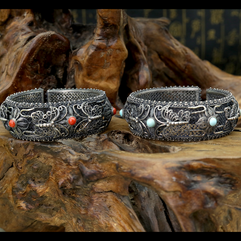 ZN非遗技艺 花丝镶嵌手镯 宽版