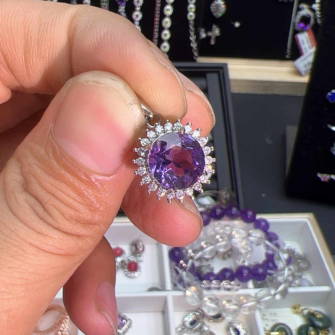 紫晶珠宝半成品银S925镶嵌