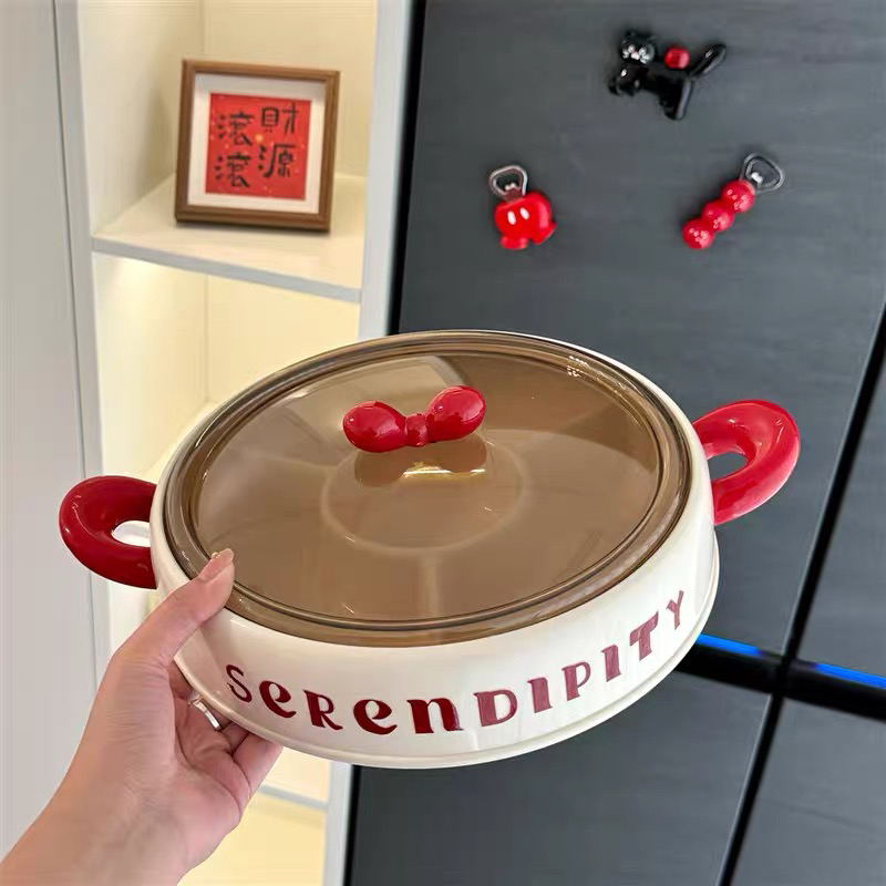 【带盖】奶油风珐琅系列糖果盒大容量茶几客厅轻奢过年喜庆干果盒