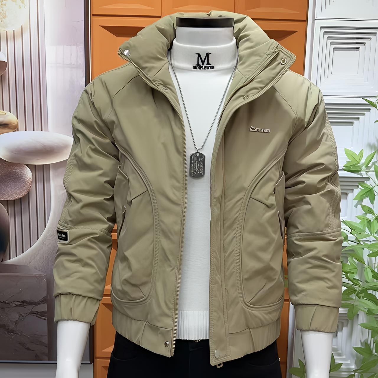 欧洲站冬季新款男士轻奢立领潮牌痞帅修身保暖抗寒高品质休闲棉服