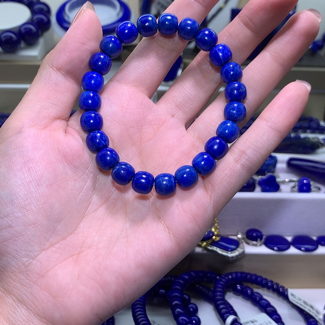 青金石未镶嵌天然原矿老型手串9m+