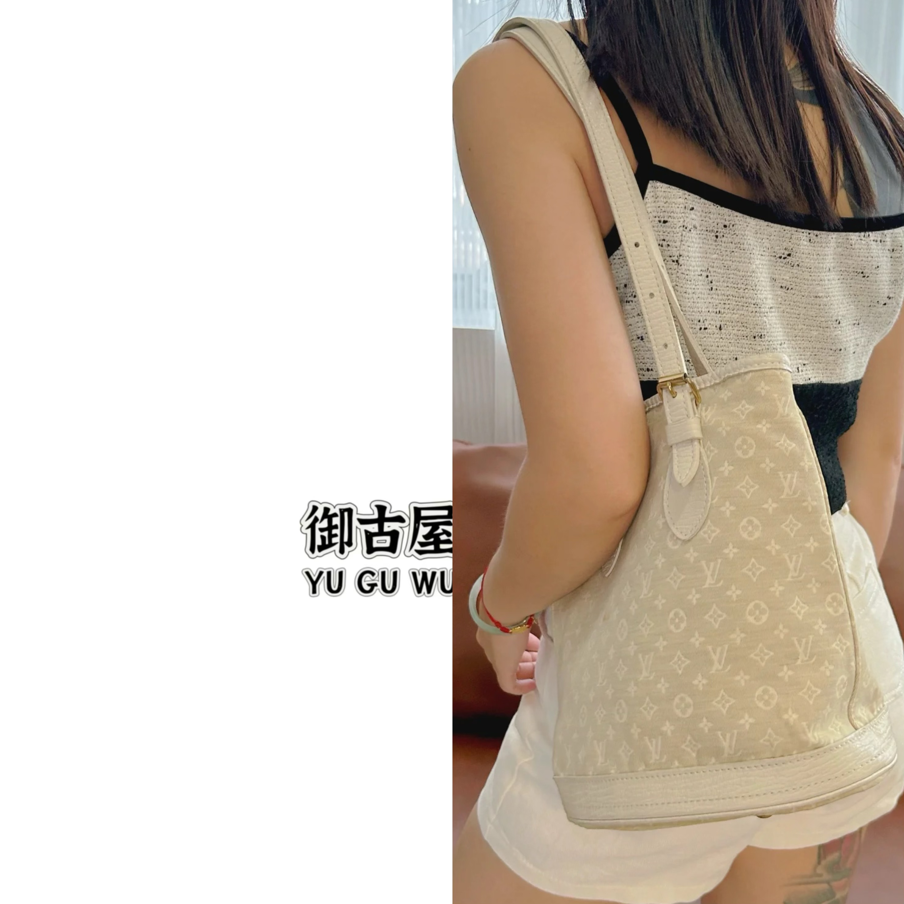 95新 LouisVuitton/路易威登 御古屋/72101/丹宁中古水桶包07年