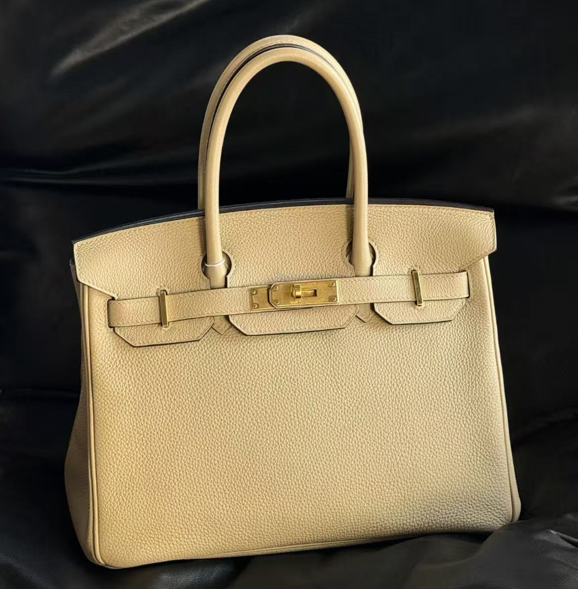 99新 Hermes/爱马仕 birkin30 风衣灰 金扣 togo X刻