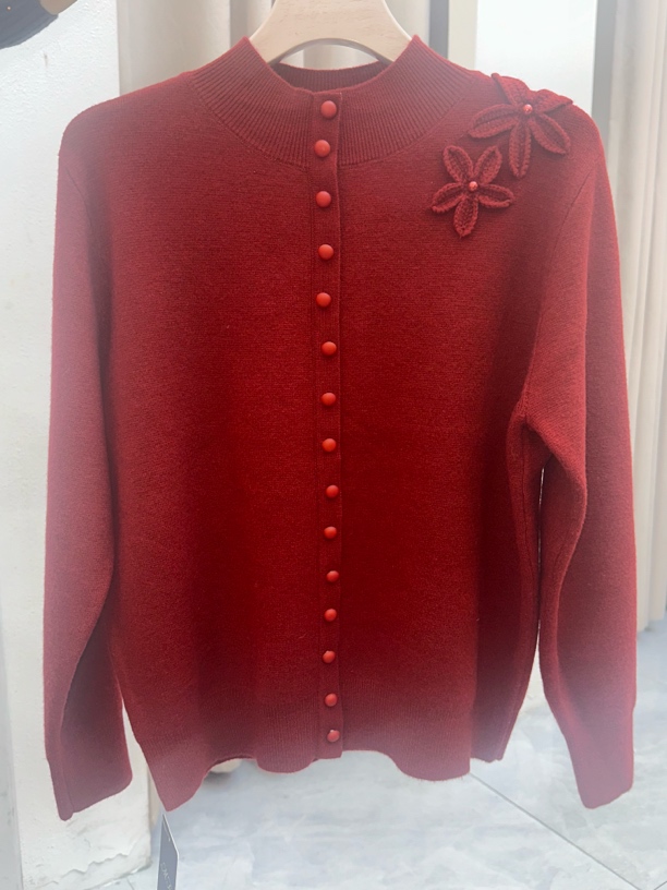 半高领常规针织衫圆领网红套衫秋冬毛衣打底衫红色