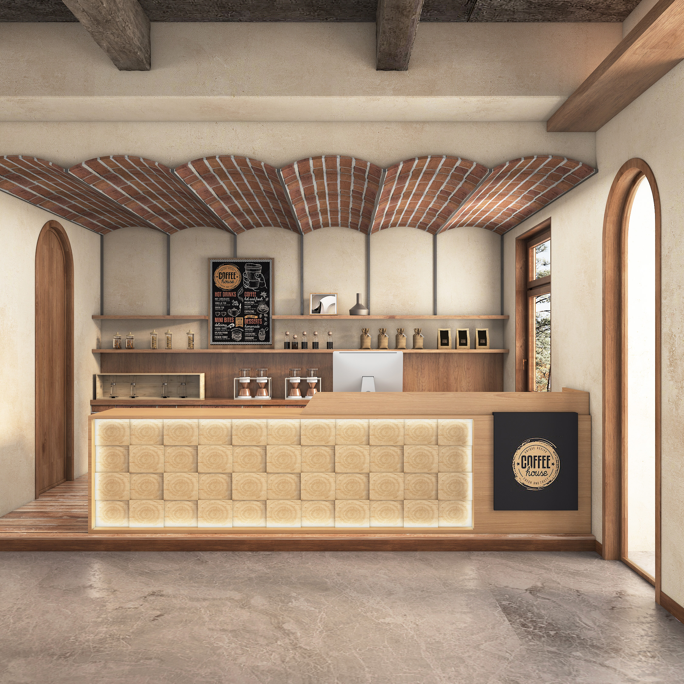 网红实木吧台桌适用于餐饮奶茶美发等店铺前台接待与收银吧台定制