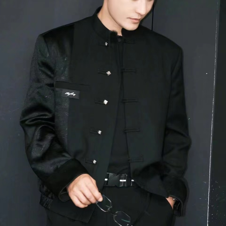 2-11 晓明哥 棣棣同款四芒星买手店潮牌拼接新中式立领夹克 4M157