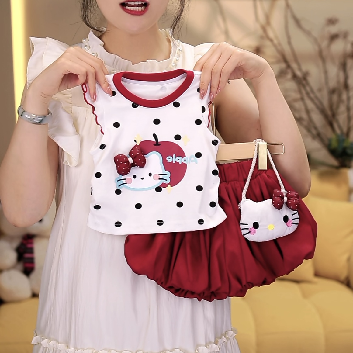 夏季薄款无袖套头常规女女宝外穿公主风套装