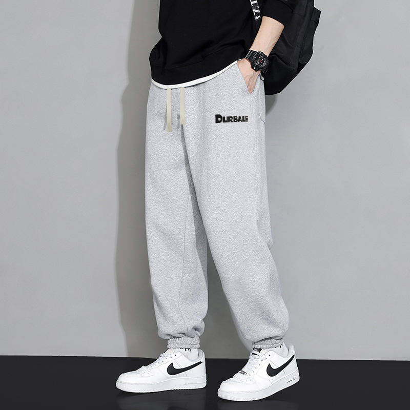2025秋冬加厚新款男士运动裤印花束脚休闲运动男宽松潮流百搭裤