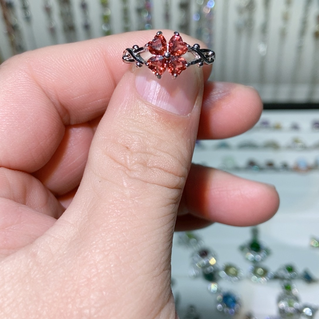 绿水晶戒指银S925镶嵌