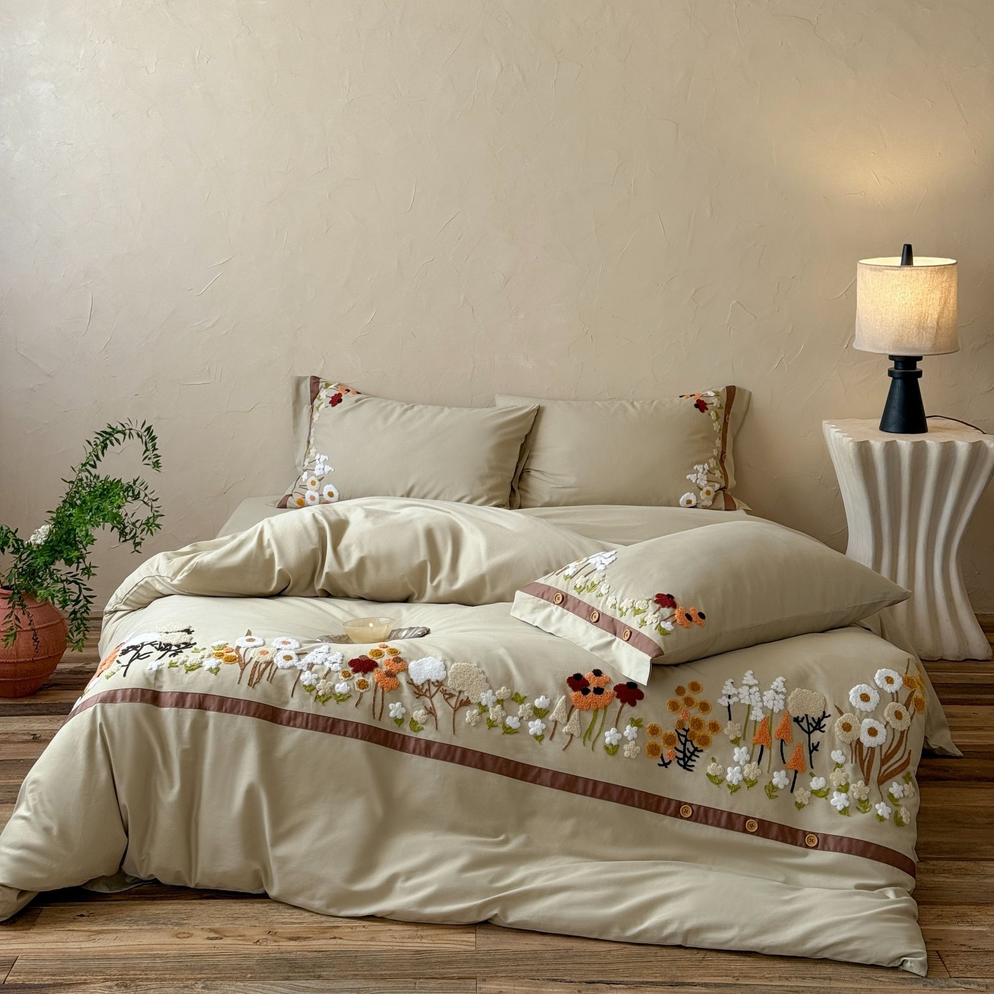 【宝拉家纺】法式少女心长绒棉花卉陶瓷磨毛柔软舒适保暖裸睡四件套