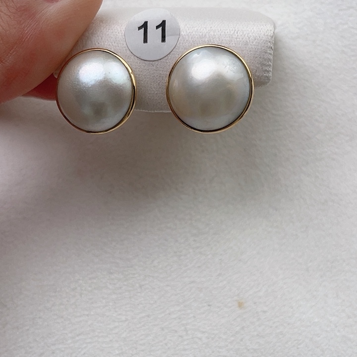 拼合珍珠（马贝珠）耳饰18K金镶嵌1