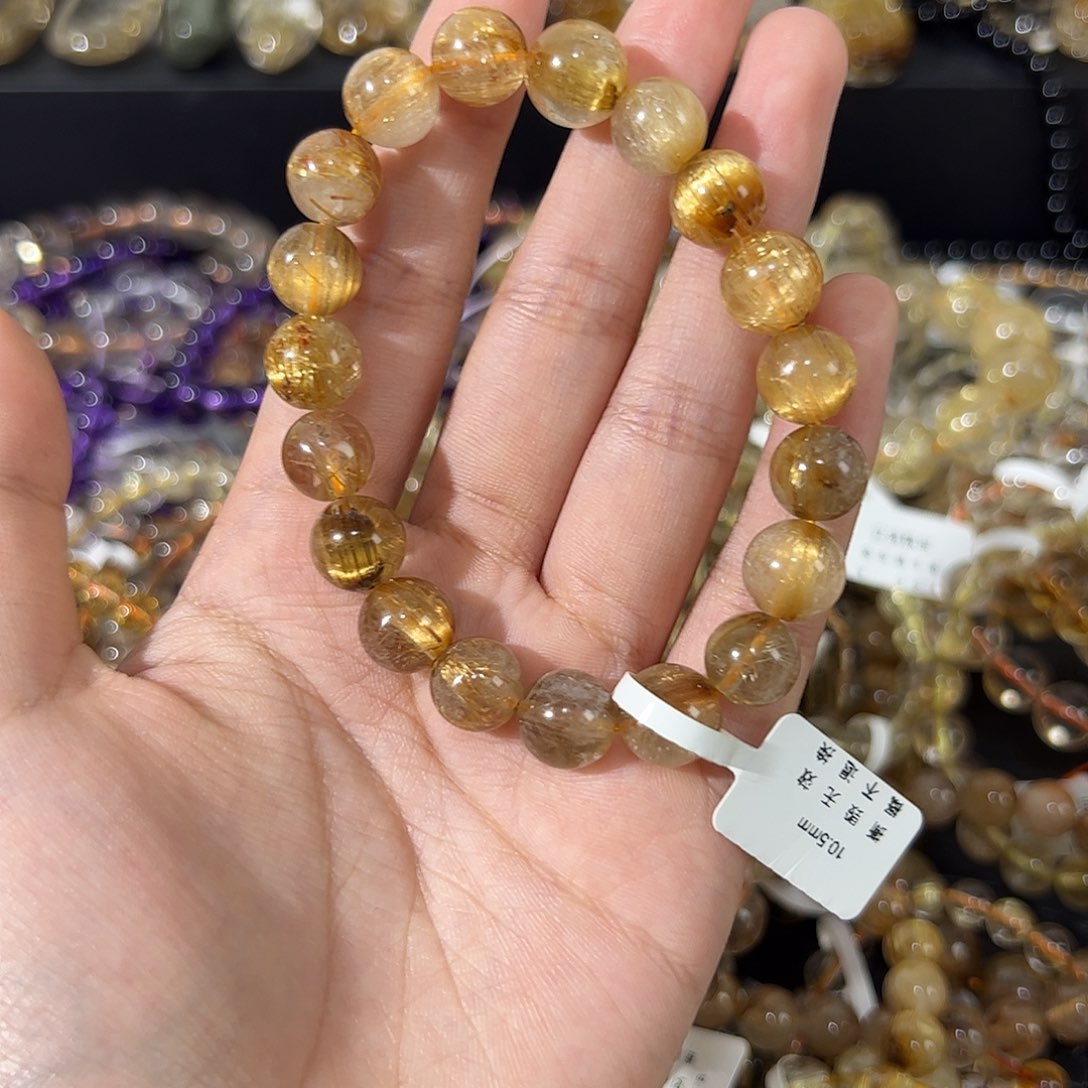 水晶手串未镶嵌天然金发晶