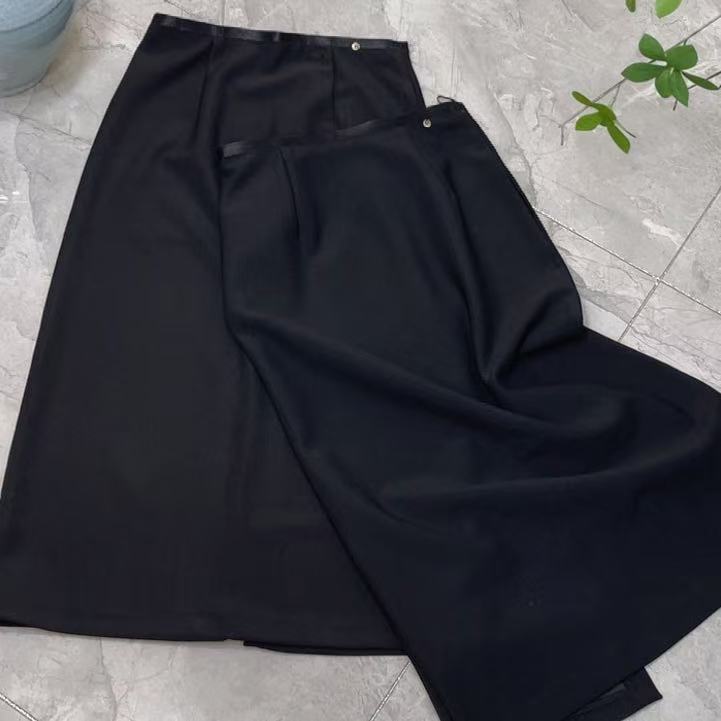 37080春装新款百搭显瘦半身裙休闲时尚气质纯色松紧腰女士半裙