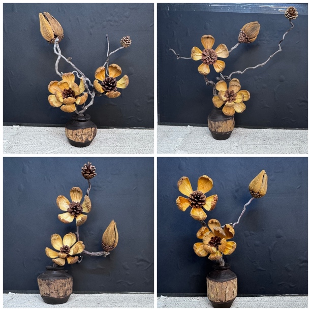 【桌面款】龙枣枝油画莲天然干树枝侘寂风家居室内枯枝摆件造型装饰
