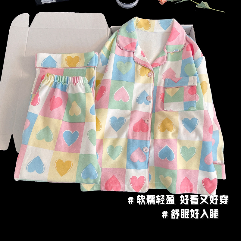 bejirog/北极绒中学生休闲简约风秋冬季德绒睡衣女童长袖长裤套装