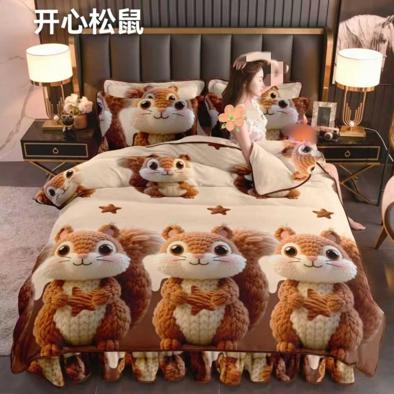 加厚牛奶绒绒四件套加绒加密双面绒防静电保暖毛绒印花绒贴身裸睡