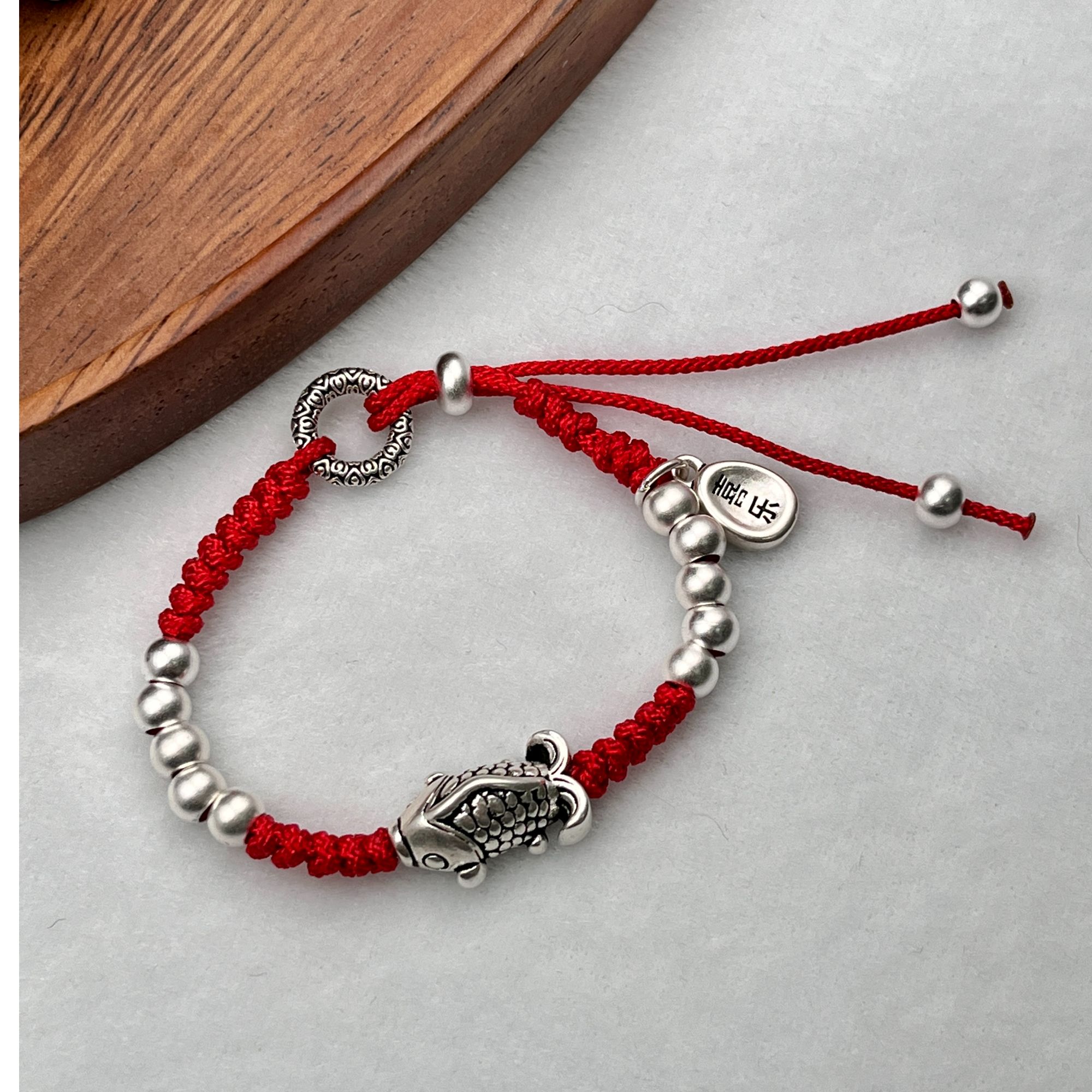 足银手链 锦鲤编绳纯手工手链(哈利严选)