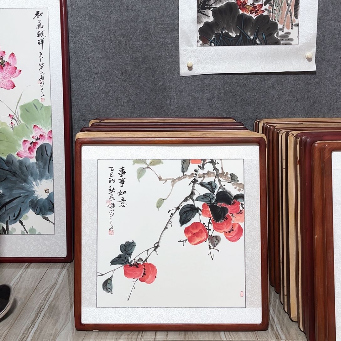 国画书画作品带框63×63
