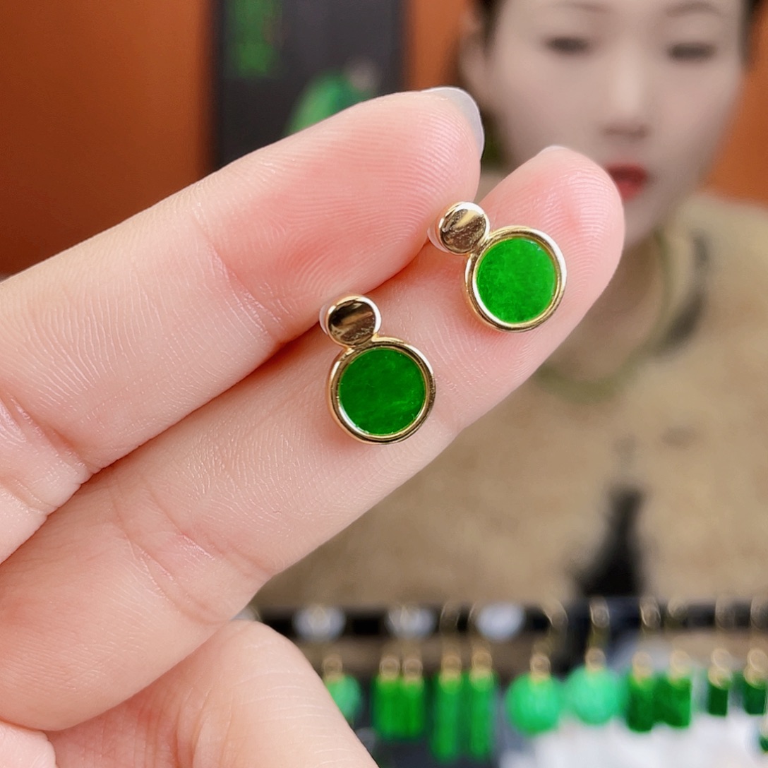 翡翠银S925镶嵌耳饰