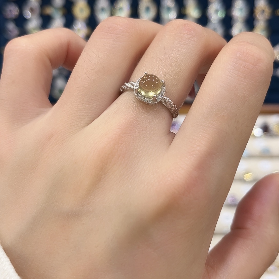 黄晶女款银S925镶嵌戒指