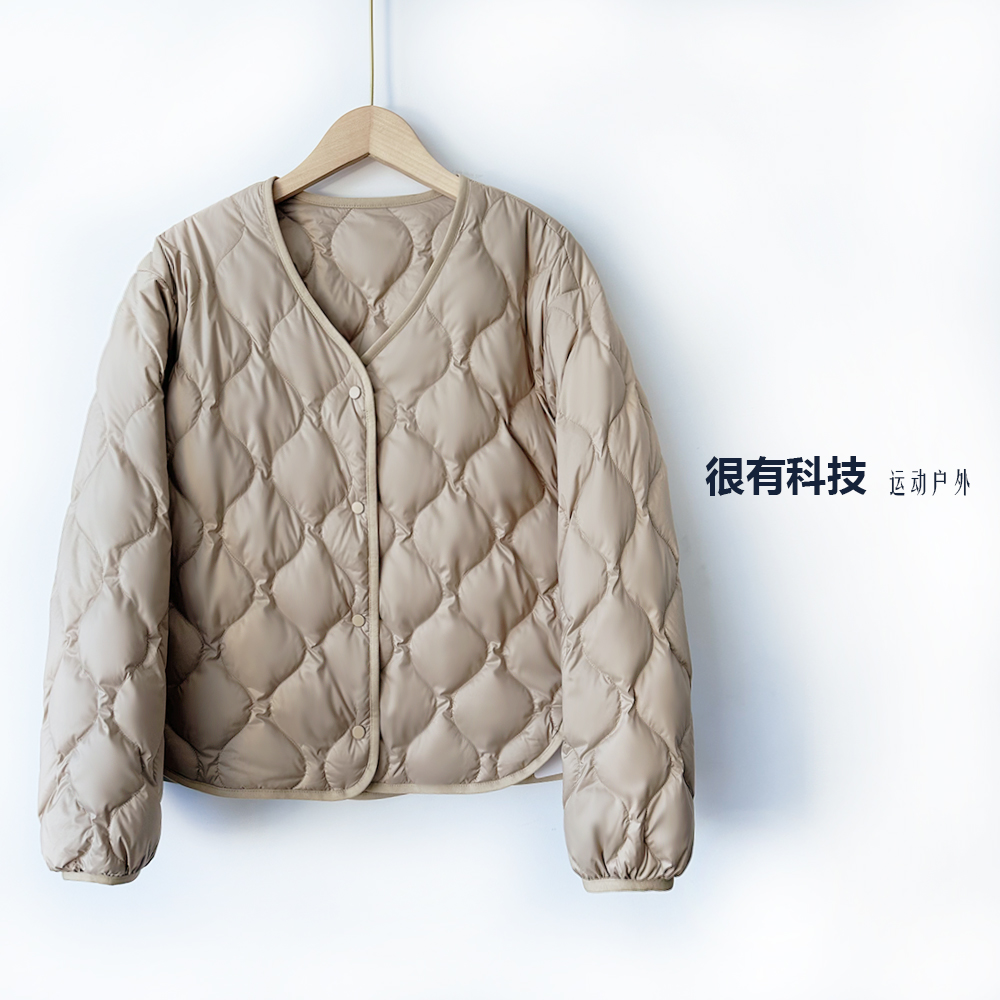 bsd同款女士轻薄简约v领羽绒内胆轻薄羽绒服