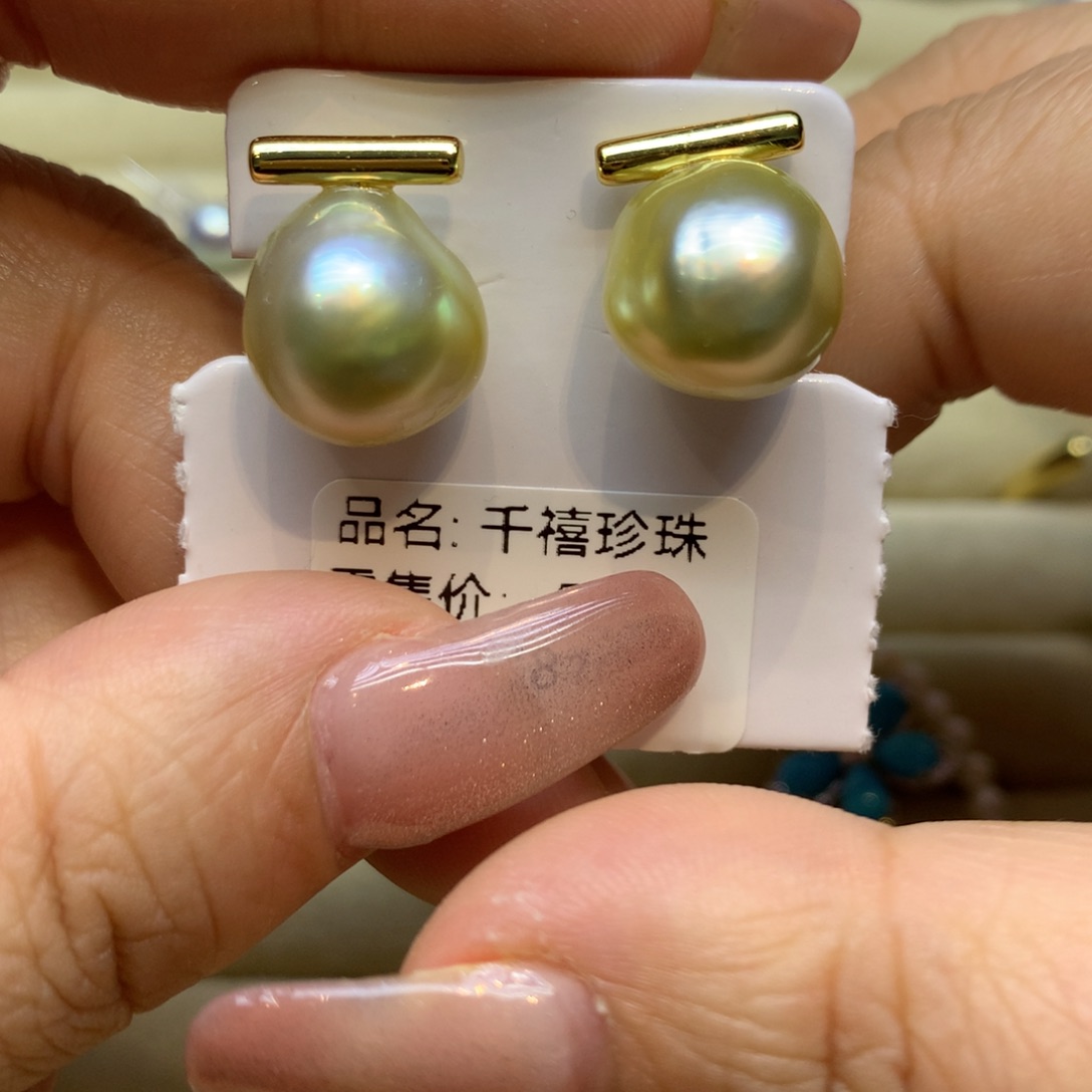 银S925镶嵌耳饰海水珍珠