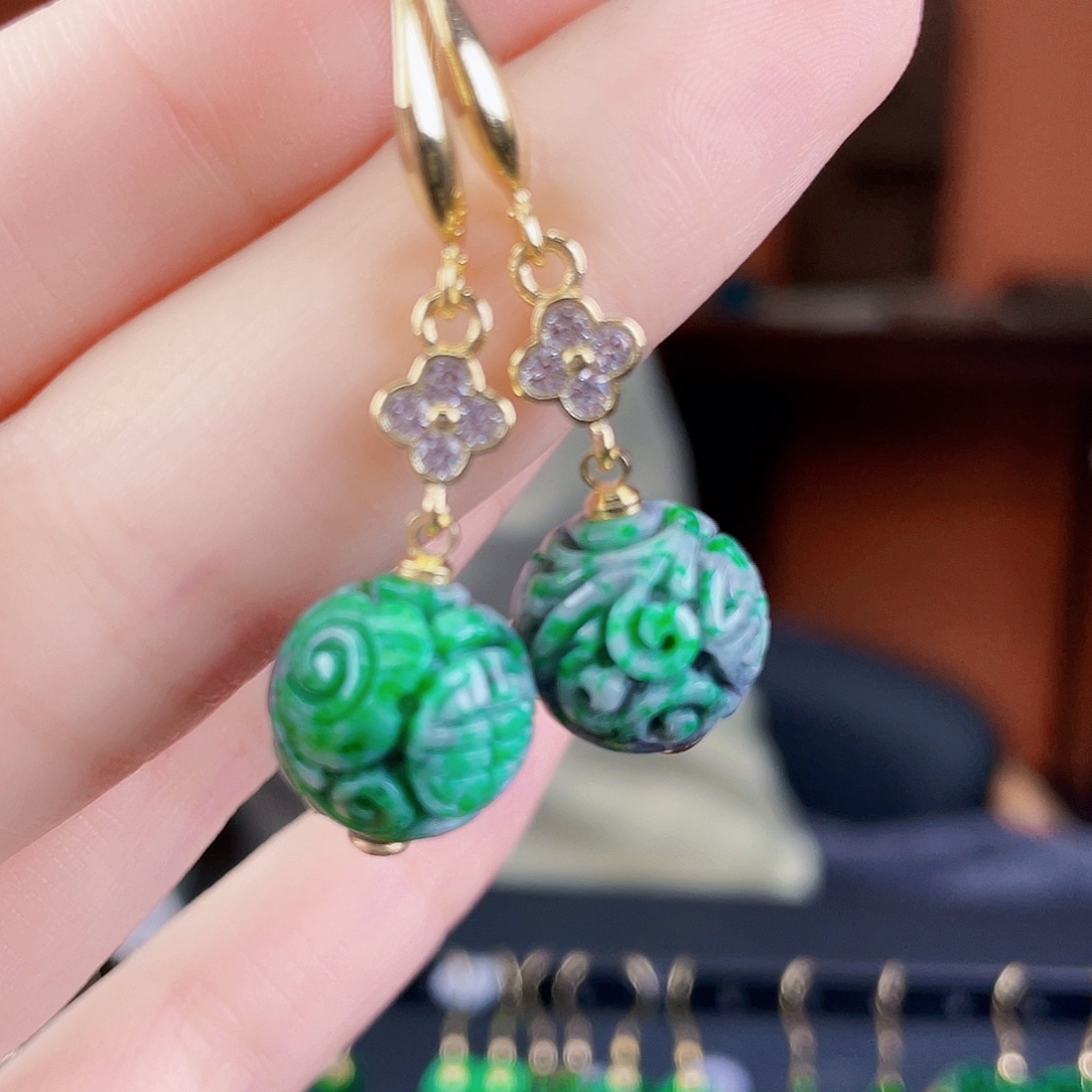 翡翠未镶嵌耳饰饰品