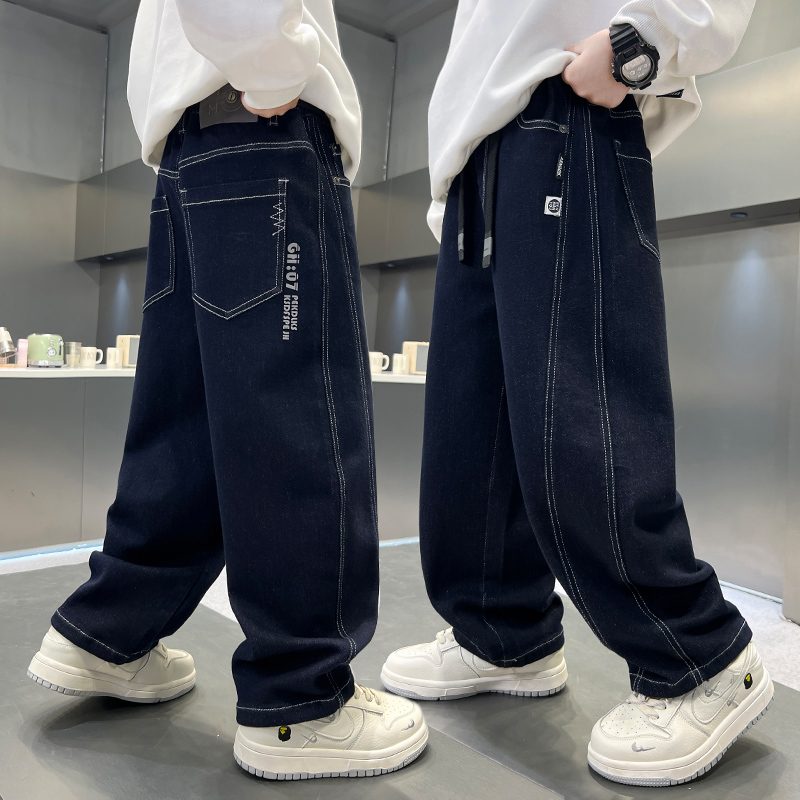 男童休闲牛仔裤2025春秋新款中大童痞帅风男孩潮牌儿童爆款裤子