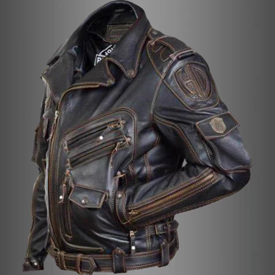 捡漏美国空军飞行员皮衣哈雷机车骑行服飞行服真皮A2保暖皮夹克