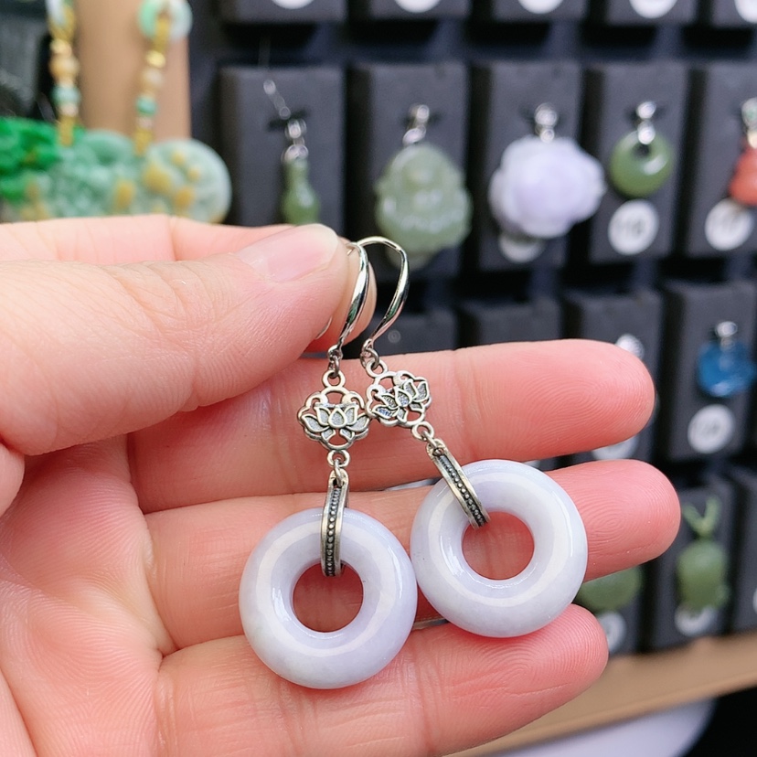 【闪购商品】翡翠耳饰银S925镶嵌@*一精美