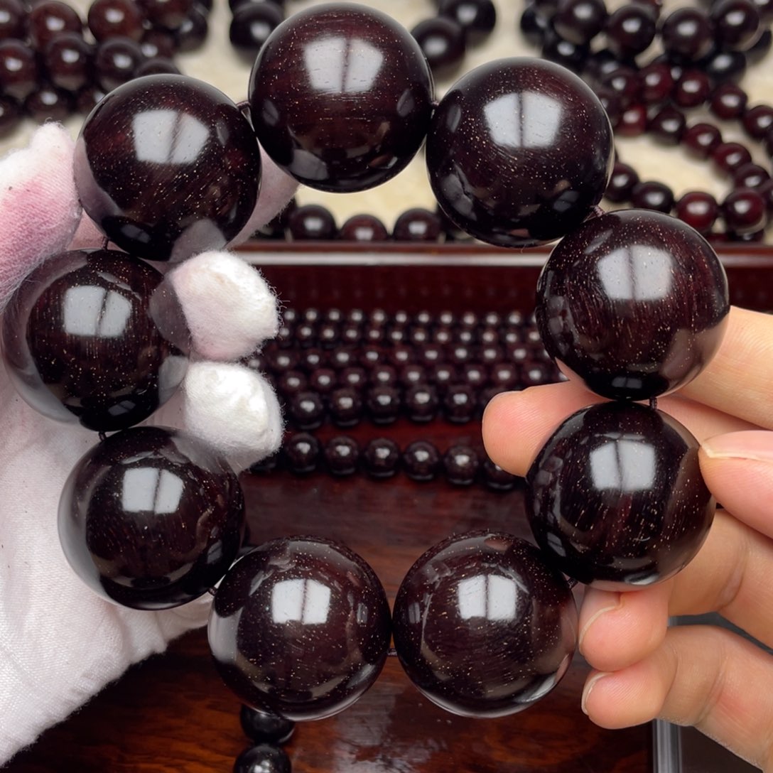 檀香紫檀（小叶紫檀）3.0紫黑老料金星